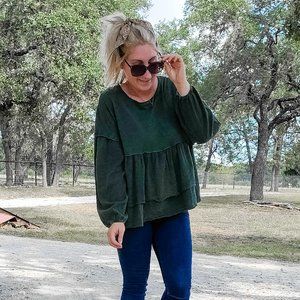 Tiered Forest Green Top